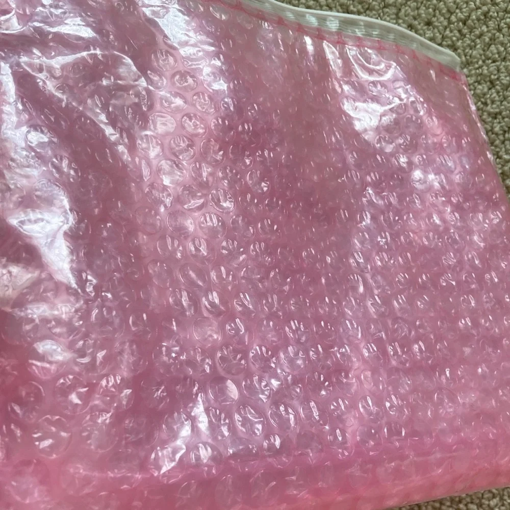 Glossier Bubble Pink Zipper Cosmetic Bag Pouch Slide Closure Like New 10.5” x 9”